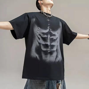 Camisetas de hombre unisex de manga corta con logotipo gráfico personalizado, diseño liso con múltiples bolsillos, ropa de calle, camisetas vintage de peso pesado de gran tamaño - Product Image 1