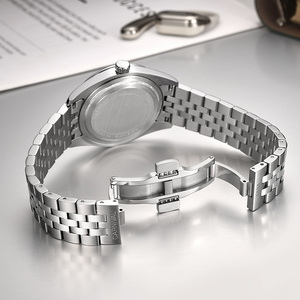 メンズ高級クォーツ腕時計、ステンレス製、ビジネス向け、防水、夜光＆日付表示付き - Product Image 3