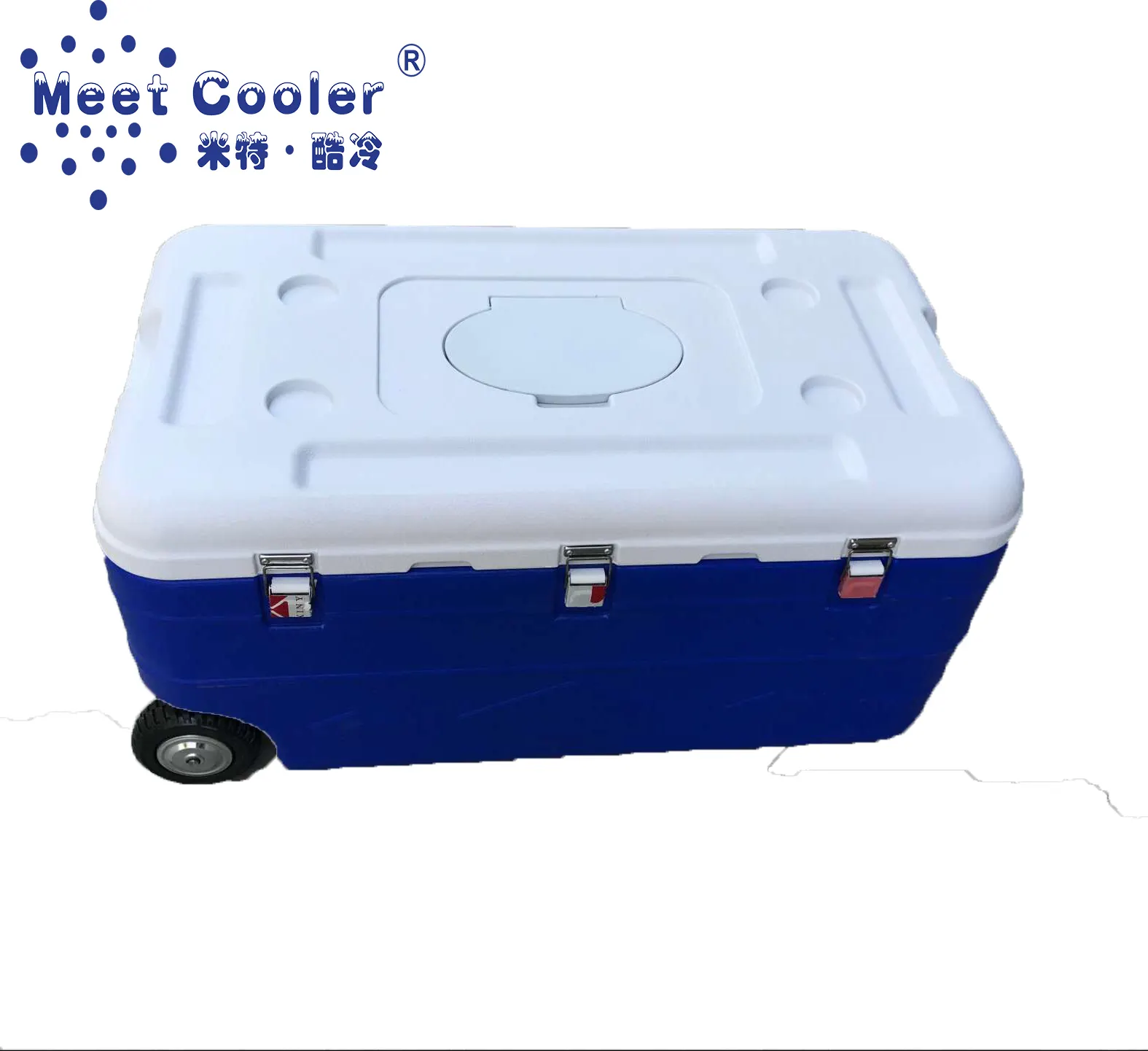 180L Pu Grote Zeevruchten Opslag Transport Ice Borst Koelbox Met Wielen En Top Venster-MTU180LT