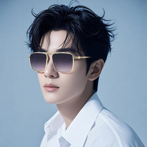 Lunettes de soleil unisexes en métal, monture carrée, protection UV400, type 3, verres PC, monture noire, pour la conduite et les activités de plein air - Product Image 2