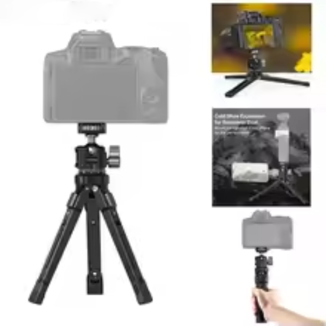 Mini Camera Tripod With 1/4 360 Ball Head Cold Shoe Desktop Tripod for Pocket 3 DSLR Camera Mic Light Phone Holder