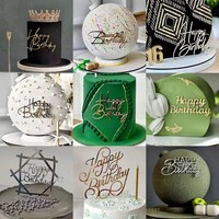 Camilla Neues Design Gold Acryl Quadratische Kuchendekoration Backzubehör für Geburtstag und Hochzeit Acryl Cake Topper