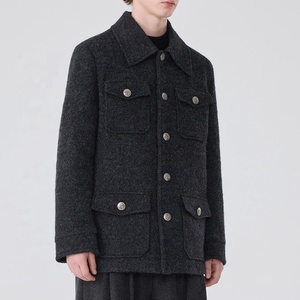 Veste en laine mélangée pour homme - <span class=keywords><strong>Manteau</strong></span> décontracté gris foncé style safari avec plusieurs poches pour les trajets quotidiens et les tenues professionnelles d'<span class=keywords><strong>hiver</strong></span> - Product Image 2