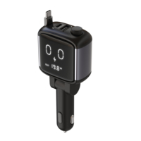 Chargeur de voiture rétractable 65W PD Type-C pour allume-cigare, 3 ports QC USB-A, USB-C supplémentaire, adaptateur de charge rapide DC12V-24V pour voiture
