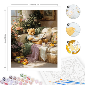 CHENISTORY <span class=keywords><strong>Peinture</strong></span> par numéros pour adultes, kit de démarrage, <span class=keywords><strong>tableau</strong></span> acrylique Ours sur canapé avec numéros, artisanat pour la décoration intérieure - Product Image 5