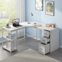 Bureau d'angle moderne en chêne blanc Tiroirs en bois de haute qualité Nouveau mobilier de bureau pour villa Bureau de table ordinateur poste de travail