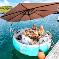Bateau de restauration flottant CE, bateau barbecue électrique en forme de donut, équipement de divertissement aquatique pour attraction touristique lacustre