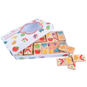 Le plus chaud 28 pièces en bois fruits voiture appariement jardin dominos jouet éducatif pour enfants bois enfants blocs drôles ensemble <span class=keywords><strong>Domino</strong></span> jouet bloc - Product Image 2