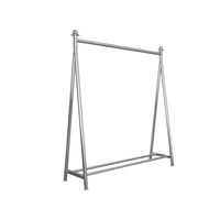 Expositor de ropa de acero inoxidable para tiendas, con barra de suelo y gancho para colgar, ideal para exhibición de ropa de niña.