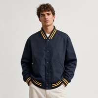Veste universitaire en toile bleu roi avec logo personnalisé, veste de baseball pour homme OEM, veste de baseball pour homme avec broderie de patchs en chenille, fabrication en usine