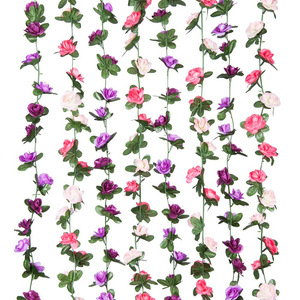 พวงมาลัยดอกกุหลาบเทียมทำจากผ้าไหมเถาวัลย์แขวนดอกกุหลาบสำหรับงานแต่งงานงานปาร์ตี้พื้นหลังซุ้มตกแต่งพื้นหลังสวน - Product Image 1