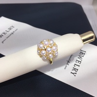 Bague Hortensia en Or 14K à Haute Brillance Naturelle avec Perle d'Eau Douce Blanche et Micro-Incrustation de Zircon, Bijou pour Femme, Cadeau