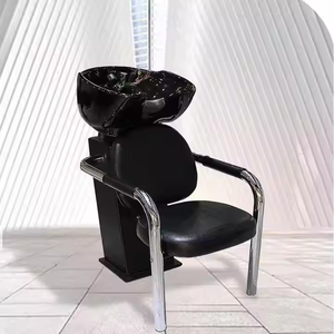 Lit de shampooing portable de luxe pour salons de coiffure, salons de beauté, salles de bain, cuir synthétique, repose-pieds réglable, design moderne pour les cheveux - Product Image 2