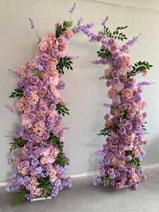 Arco Decorativo Personalizado L253 con Base de Cuerno de <span class=keywords><strong>Vaca</strong></span> en Morado y Blanco, con Flores para Bodas, Eventos, Propuestas y Celebraciones - Product Image 3