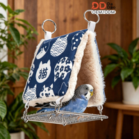 Nid suspendu triangulaire en coton épais et chaud pour oiseaux, idéal pour l'hiver : Hamac de repos pour perruches, calopsites et perruches naines