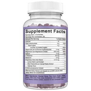 亚马逊畅销成人睡眠软糖 睡眠素、L-茶氨酸、镁、有机成分、纯素成分，支持睡眠，缓解失眠症状 - Product Image 2