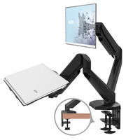 Support d'écran double en alliage d'aluminium blanc avec ressort à gaz pour moniteur LCD et ordinateur portable 15"-32" Stock GM224U-D Capacité de charge 0-8kg