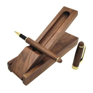 Coffret Cadeau de Stylo à Bille Luxe en Bois et Métal, Stylo Signature Fin avec Logo Personnalisé, Encre Noire, Pointe de 0,35 mm, Idéal pour Offrir - Product Image 5