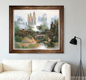لوحة فنية من الحجر الرملي مصنوعة يدويًا للمناظر الطبيعية من Zhangjiajie مع قاعدة دعم قماشية لديكور المنزل والأعمال الفنية الزخرفة - Product Image 4