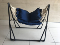 Hamac de jardin pliable en coton de luxe, support de hamac portable d'intérieur, chaise suspendue, lit avec oreiller et sac de transport