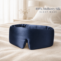 19 22mm Logo Kustom Tidak Beracun Sutra Polos Berbobot Dua Sisi Masker Mata Tidur Bernapas dari Sutra Mulberry dengan Velcro