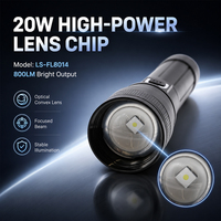 Lampe torche laser blanche 20W zoomable 800LM rechargeable Type-C 1*18650 1800mAh en alliage d'aluminium, torche portative 4 modes flash