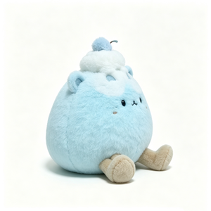 Peluche crème personnalisée, Peluche dessert bleu crème, Peluche alimentaire ronde, Peluche dessert bleue, Adorable animal en peluche alimentaire - Product Image 2