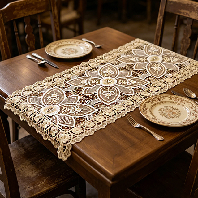 Wholesale Embroidery Lace Wedding Table Runners Decoration