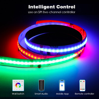 15mm RGBWC 5-warna dalam satu spektrum penuh WS2805 24V 26W 840LED/M warna mengejar kuda balap Strip LED yang dapat diprogram