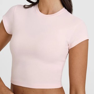 Top Corto de Yoga para Mujer, Sensación Ligera, Manga Corta, Logotipo Personalizado, Spandex Lavado, Talla Grande para <span class=keywords><strong>Chicas</strong></span>, para Primavera - Product Image 4