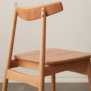Silla de comedor de madera maciza de cerezo nórdico de estilo coreano, silla de comedor estable de diseño moderno minimalista para uso doméstico y en restaurantes - Product Image 2