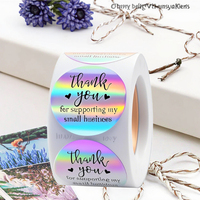 Stiker PET Perekat Kustom Logo Hologram 3D Tahan Air Grosir, Label Gulung Terima Kasih untuk Penggunaan Kosmetik, Lipstik & Parfum
