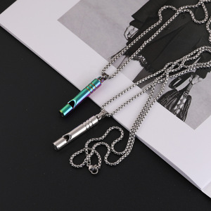 Collier sifflet style Hip Hop en alliage de zinc, pendentif unisexe, chaîne de pull tendance, coloré blanc K - Product Image 1