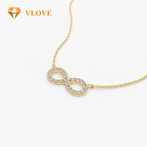 Collana con simbolo dell'infinito in oro 14 carati con diamante per donna, amore eterno, regalo per anniversario di matrimonio, San Valentino, per <span class=keywords><strong>lei</strong></span> - Product Image 3