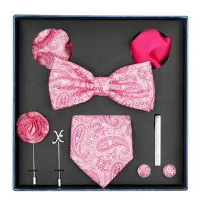 Outlet Paper Bow Tie Necktie Pin Gift Set Box Package Wholesale Logo Tie Gift Set