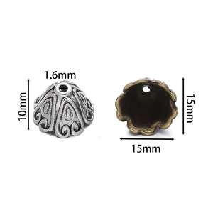 Zinc Alloy <b>Flower</b> Bead Cap 10mm For <b>Bracelet</b> Making DIY Jewelry Accessory Ancient Silver And Bronze Plated - Product Image 2