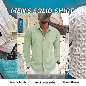 Người Đàn Ông Của Phong Cách Giản Dị Ngắn Tay Rắn Màu Áo Sơ Mi Thoải Mái Trang Phục Chính Thức Tops Cho Mùa Hè Đi Odm Cung Cấp Duy Nhất Ngực Đóng Cửa - Product Image 6