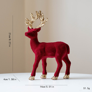 Wholesale High Quality <b>Christmas</b> <b>Reindeer</b> Decorations Luxury Plastic Glitter Deer Figurines Antlers Eco-Friendly Durable Holiday - Product Image 4