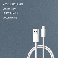 LDNIO Tersedia LS901 25W Kabel USB Type C 1M dengan Jalinan Kawat untuk iPhone, Kabel Data Pengisian Cepat