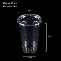 Gobelets jetables en plastique PET personnalisables de 24oz, transparents et à paroi unique, calibre 95 pour café, boisson, thé à bulles, crème glacée
