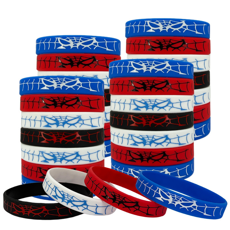 bracelets en caoutchouc colorés en toile d'araignée, 8 par lot