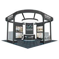 Stand d'exposition haut de gamme avec mur de fond en bois, panneau d'affichage, écran LED, stand personnalisé pour salon professionnel