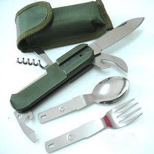 Multi Function Stainless Steel Knife Set With Spoon Fork For Camping Outdoor Survival <b>Tools</b> Seven In One - Product Image 1