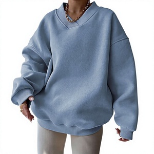 Sudadera Unisex de Felpa de Poliéster/Algodón, Corte Regular, Cuello en V, Tejida, con Logotipo Bordado Personalizado en la Parte Delantera, para Invierno - Product Image 3