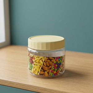 Transparent PP Injection Molded Eco-Friendly Airtight Pet Food Storage <b>Container</b> with Yellow <b>Lid</b> 250ml - Product Image 2