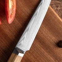 Alibabab Garanti Couteau de cuisine moderne Manche en bois d'olivier Couteaux de cuisine de chef Véritable Damas Acier VG10 Couteau utilitaire 5 pouces