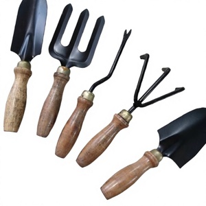 Ensemble d'outils de jardin fantaisie avec manche en bois, cultivateur, houe, truelle, outils à main en fer carbone pour l'entretien des plantes en extérieur - Product Image 1