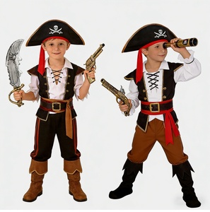 Divertente Cappello da Pirata per Halloween con Stampa Teschio e Sciarpa Rossa, Accessori per Costume da Festa per Adulti e Bambini - Product Image 4