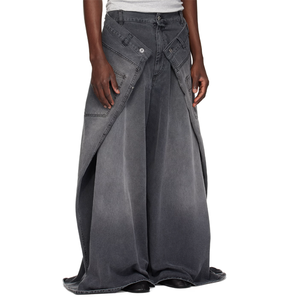 <span class=keywords><strong>Jeans</strong></span> larghi in Denim di cotone 100% Maxi personalizzato grigio per uomo pantaloni di <span class=keywords><strong>Jeans</strong></span> estesi all'ingrosso - Product Image 2