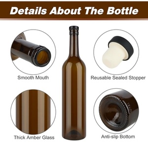 Etiquetas Personalizadas para Botellas de Vidrio Cilíndricas Esmeriladas de 500ml y 750ml, Color <span class=keywords><strong>Azul</strong></span>, Marrón y Verde, con Tapón de Corcho para Brandy y <span class=keywords><strong>Tequila</strong></span> - Product Image 4
